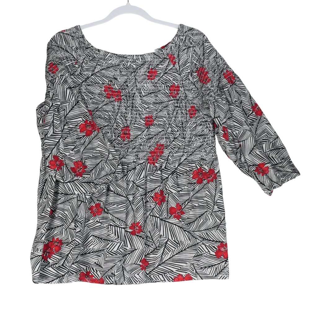 J Jill Blouse Womens Size XL Petite PXL Top Shirt Smocked Bodice Peasant Boho